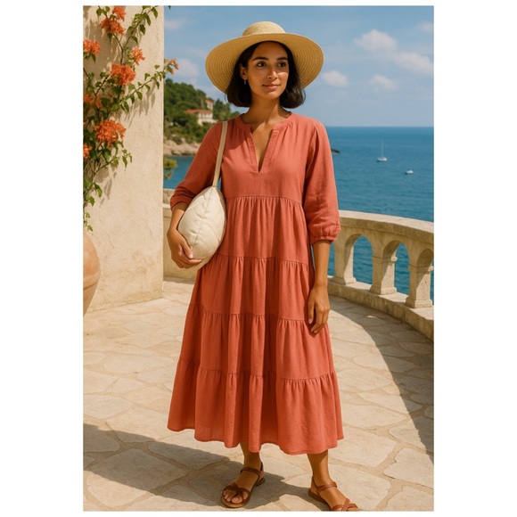 Zara Dresses & Skirts - Zara Rust Tiered Midi Dress